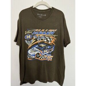 Van Halen Sz L #84 Racing Graphic Gray T-Shirt Short Sleeve Crewneck Cotton Flaw